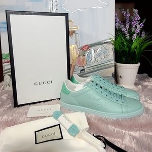 GUCCI interlocking GG Ace  womens sneakers in teal